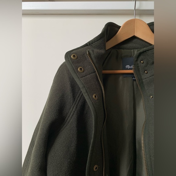 NEW Madewell Estate Wool Cocoon Coat in Dried Olive Melange, size Small - Picture 2 of 13